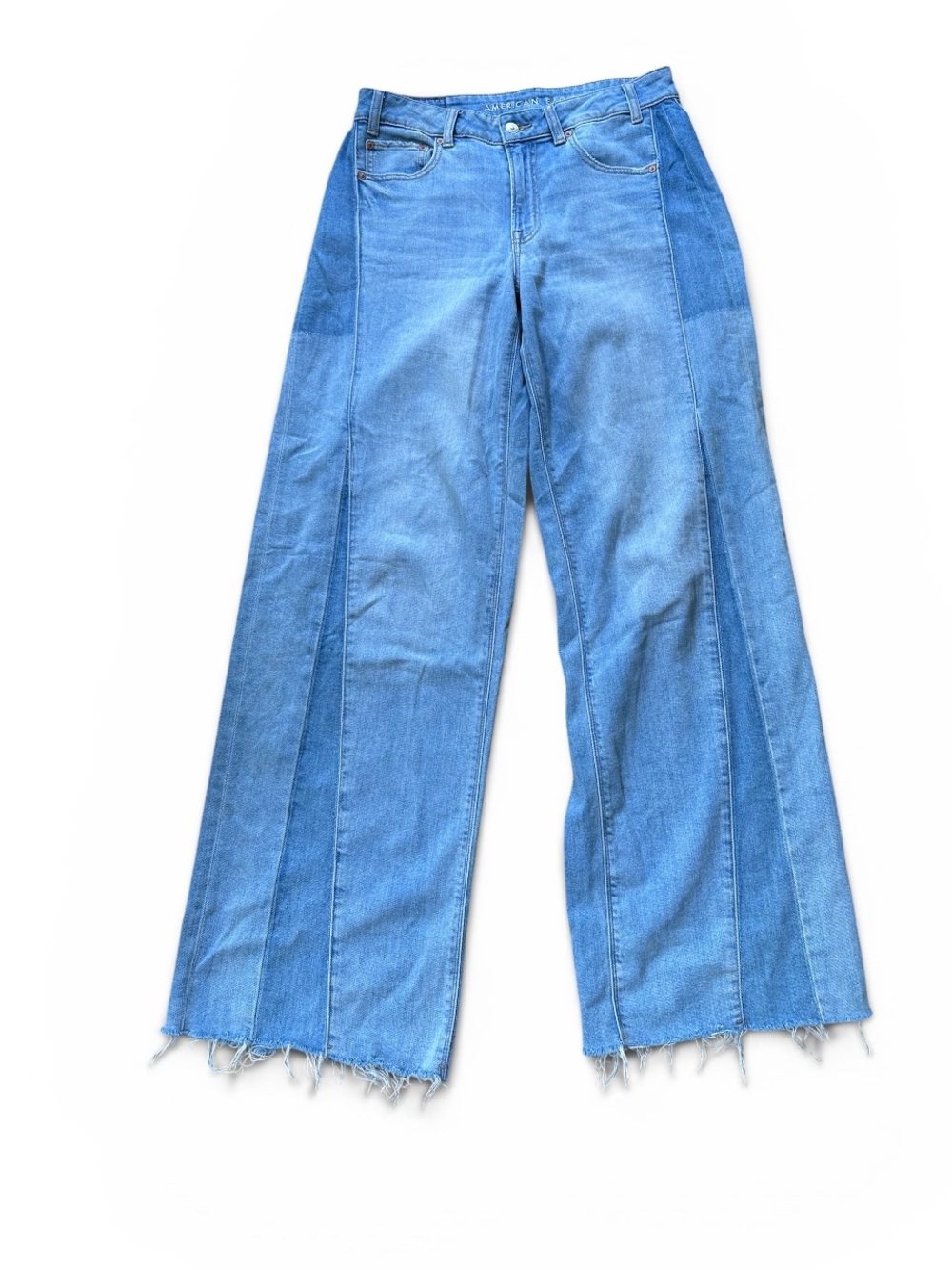 American Eagle low rise baggy wide leg patchwork jeans 6 extra long